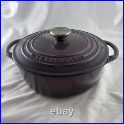 Le Creuset Cocotte Ronde 22 Enameled Cast Iron Dutch Oven Purple 3.5 Qt France