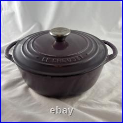 Le Creuset Cocotte Ronde 22 Enameled Cast Iron Dutch Oven Purple 3.5 Qt France