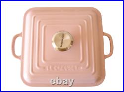 Le Creuset Cocotte Square Pan Signature Enameled Cast Iron Lid 24cm Chiffon Pink