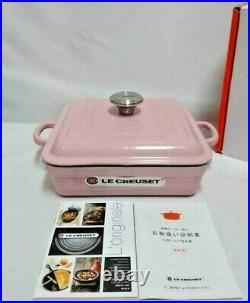 Le Creuset Cocotte Square Pan Signature Enameled Cast Iron Lid 24cm Chiffon Pink