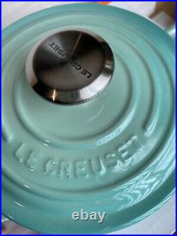 Le Creuset Cool Mint Saucepan Handle With Lid Cast Iron 1.75qt New