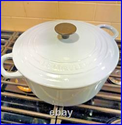 Le Creuset D #22 Cast Iron & Enamel Light Grey-Blue Dutch Oven 3 1/2 QT EUC