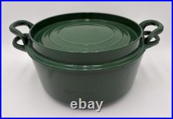 Le Creuset Dutch Oven 24 French 4 Qt RARE Lid & Green Round Enameled Cast Iron