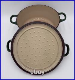 Le Creuset Dutch Oven 24 French 4 Qt RARE Lid & Green Round Enameled Cast Iron