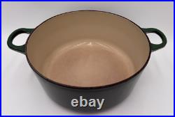 Le Creuset Dutch Oven 24 French 4 Qt RARE Lid & Green Round Enameled Cast Iron