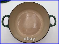 Le Creuset Dutch Oven 24 French 4 Qt RARE Lid & Green Round Enameled Cast Iron