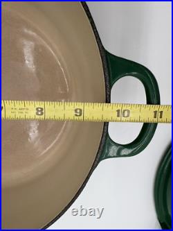 Le Creuset Dutch Oven 24 French 4 Qt RARE Lid & Green Round Enameled Cast Iron