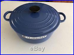 Le Creuset Dutch Oven Cast Iron 5.5Qt #26 Blue Cobalt(see Details)