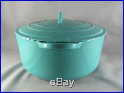 Le Creuset E Turquoise Dutch Oven, 9-5/8, round, cast iron, stock pot, blue vtg