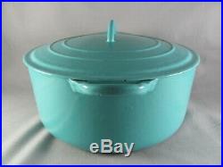 Le Creuset E Turquoise Dutch Oven, 9-5/8, round, cast iron, stock pot, blue vtg