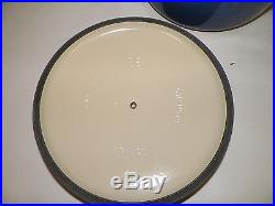 Le Creuset Enamel Cast Iron #26 Blue Dutch Oven 5 1/2 Qt 10 1/2 Handles LID