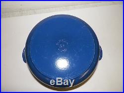 Le Creuset Enamel Cast Iron #26 Blue Dutch Oven 5 1/2 Qt 10 1/2 Handles LID