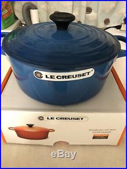 Le Creuset Enamel Cast Iron 5.5 Qt. Round Dutch Oven Marseille Blue BRAND NEW