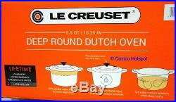 Le Creuset Enamel Cast Iron 6.5 Qt. Round Deep Dutch Oven RED Genuine Brand New