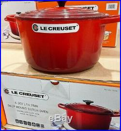 Le Creuset Enamel Cast Iron 6.5 Qt. Round Deep Dutch Oven RED Genuine Brand New