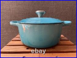 Le Creuset Enamel Cast Iron Round Dutch Oven Pot, 18 cm/2 QT, CARIBBEAN TEAL Blue