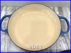 Le Creuset Enameled 30 Cast Iron Braiser Blue shallow
