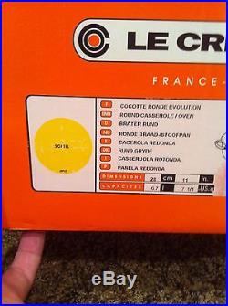 Le Creuset Enameled Cast-Iron 7 1/4 Qt Round French Dutch Oven Soleil Yellow New