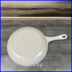 Le Creuset Enameled Cast Iron Omelette Shallow Pan Skillet 9 3/4 Meringue Read