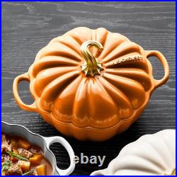 Le Creuset Enameled Cast Iron Pumpkin Cocotte 4-Qt Persimmon Color for Halloween