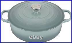 Le Creuset Enameled Cast Iron Signature round Wide Dutch Oven, 6.75 Qt, Sea Sal