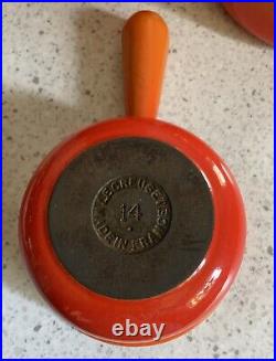 Le Creuset Flame Orange Set 10 PC Cast Iron Dutch Ovens Skillets Saucepans Lids