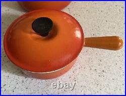 Le Creuset Flame Orange Set 10 PC Cast Iron Dutch Ovens Skillets Saucepans Lids