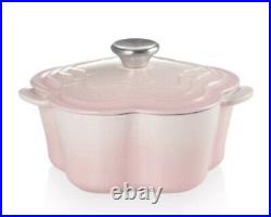 Le Creuset Flower Cocotte Cast Iron 2.25-qt, Shell Pink New in Retail Pkg