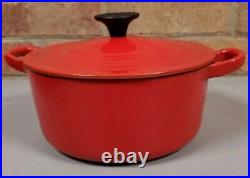 Le Creuset France #18 Cast Iron Dutch Oven With Lid Cerise Red