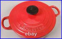 Le Creuset France #18 Cast Iron Dutch Oven With Lid Cerise Red