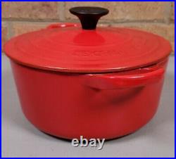 Le Creuset France #18 Cast Iron Dutch Oven With Lid Cerise Red