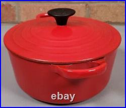 Le Creuset France #18 Cast Iron Dutch Oven With Lid Cerise Red