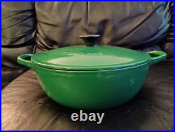 Le Creuset France #22 Green Enameled Cast Iron Dutch Oven 2.5 Qt