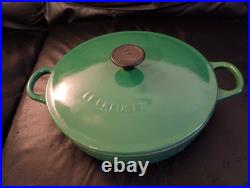 Le Creuset France #22 Green Enameled Cast Iron Dutch Oven 2.5 Qt