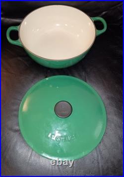 Le Creuset France #22 Green Enameled Cast Iron Dutch Oven 2.5 Qt