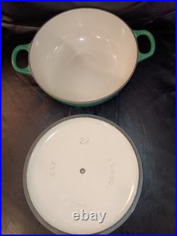 Le Creuset France #22 Green Enameled Cast Iron Dutch Oven 2.5 Qt