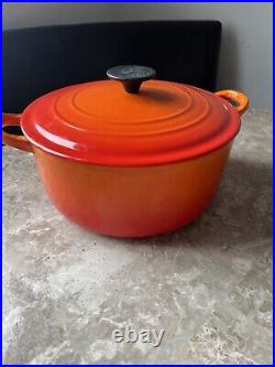 Le Creuset France #26 Flame Orange Enameled Cast Iron 5.5 Qt Dutch Oven