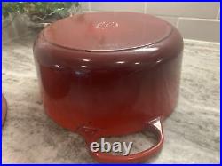 Le Creuset France #26 Red Enameled Cast Iron 5.5 Qt Dutch Oven with Lid
