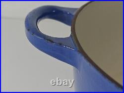 Le Creuset France #28 7.25 Qt Cobalt Blue Cast Iron Round Dutch Oven EUC LOOK