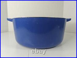 Le Creuset France #28 7.25 Qt Cobalt Blue Cast Iron Round Dutch Oven EUC LOOK