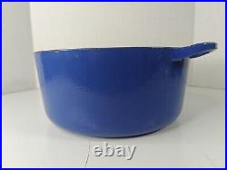 Le Creuset France #28 7.25 Qt Cobalt Blue Cast Iron Round Dutch Oven EUC LOOK