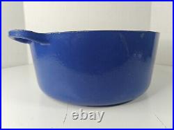 Le Creuset France #28 7.25 Qt Cobalt Blue Cast Iron Round Dutch Oven EUC LOOK