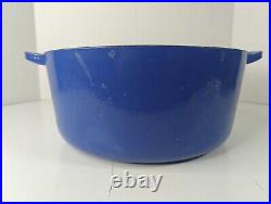 Le Creuset France #28 7.25 Qt Cobalt Blue Cast Iron Round Dutch Oven EUC LOOK