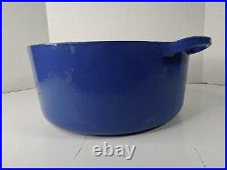 Le Creuset France #28 7.25 Qt Cobalt Blue Cast Iron Round Dutch Oven EUC LOOK