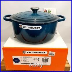 Le Creuset France 7.25 Cast Iron Round Dutch Oven 7 1/4 Quart Deep Teal NIB