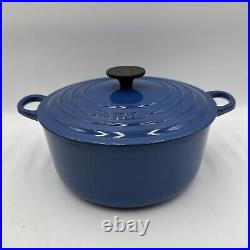 Le Creuset France B 5.5qt Blue Dutch Oven Cast Iron Enameled Pot Rare PHOTOS