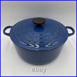 Le Creuset France B 5.5qt Blue Dutch Oven Cast Iron Enameled Pot Rare PHOTOS