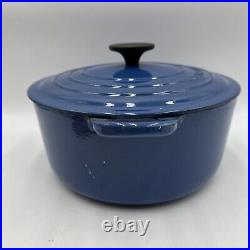 Le Creuset France B 5.5qt Blue Dutch Oven Cast Iron Enameled Pot Rare PHOTOS