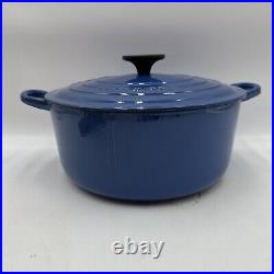 Le Creuset France B 5.5qt Blue Dutch Oven Cast Iron Enameled Pot Rare PHOTOS