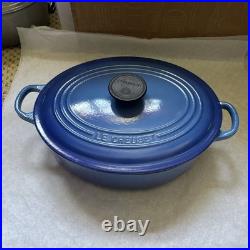 Le Creuset France Oval Dutch Oven #27 Blue Cast Iron 4.5Qt withLid
